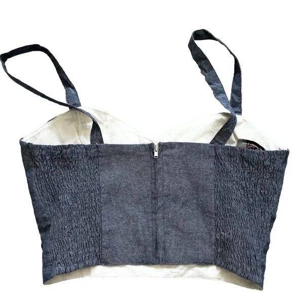 TRASHY DIVA NWT by Candice Gwinn Lena Chambray Blouse Size 8 Pin Up Rockabilly - Picture 2 of 7